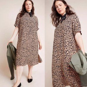 Anthropologie McKenzie Leopard Plus Size Midi Dress